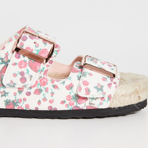 MANEBI x LOVESHACKFANCY Strawberry Floral Print Leather Espadrille Sandals - Picture 7 of 17